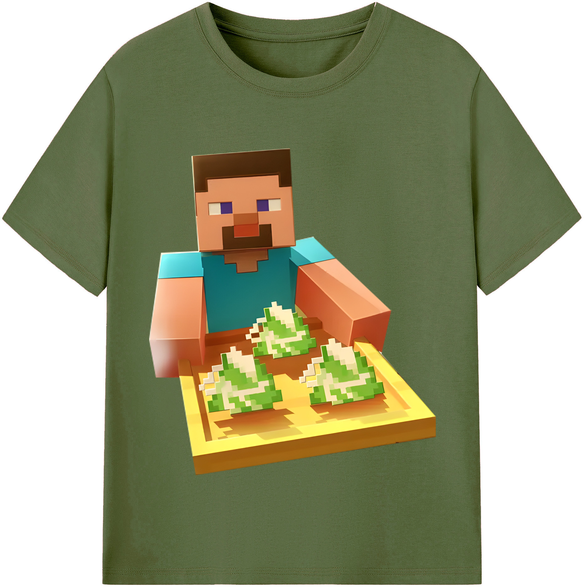 （画像用） マインクラフト ブロックの世界 Minecraft MC Block world 綿100％半袖Tシャツ（フロントプリント）